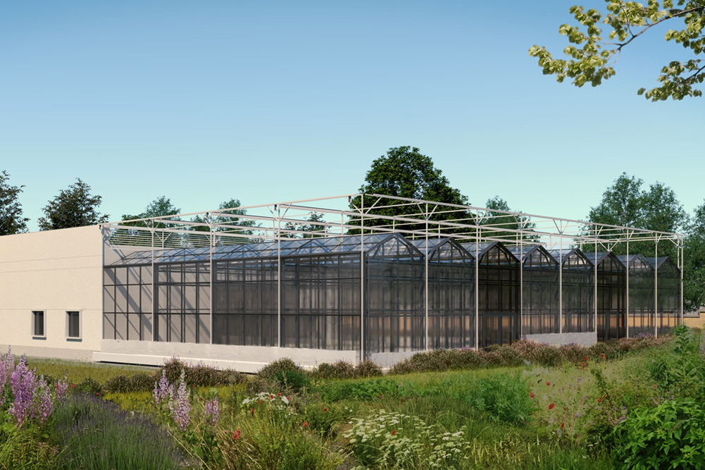 Das Forschungsgewächshaus im Botanischen Garten. Visualisierung: GEFOMA GmbH