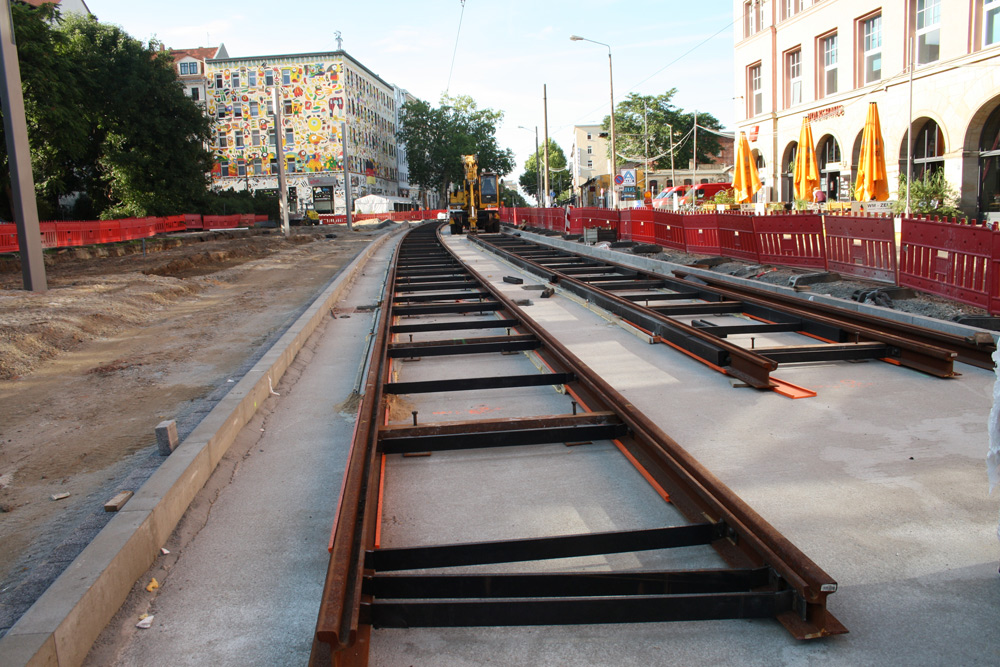 Gleisbau - hier in der KarLi. Foto: Ralf Julke