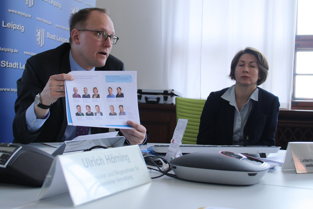 Bürgermeister Ulrich Hörning und Silvia Haas, Leiterin der Koordinierungsstelle „Leipzig weiter denken“ im Stadtplanungsamt. Foto: Ralf Julke