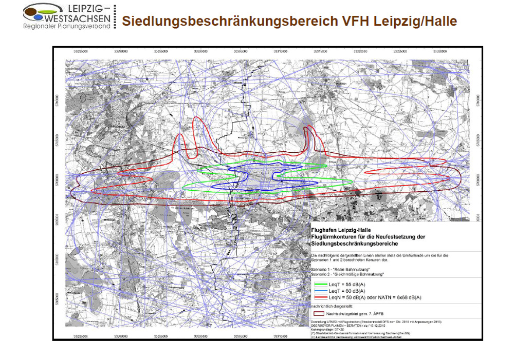 Die neu definierten Siedlungsbeschränkungsbereiche. Grafik: RPV Westsachsen, 2016