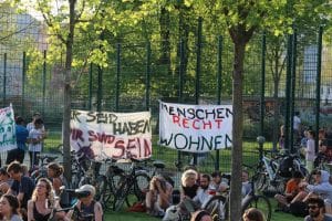 Ausklang der "Leipzig f&uuml;r Alle"-Demo am 20. April 2018 am Rabet an der Eisenbahnstra&szlig;e. Foto: L-IZ.de