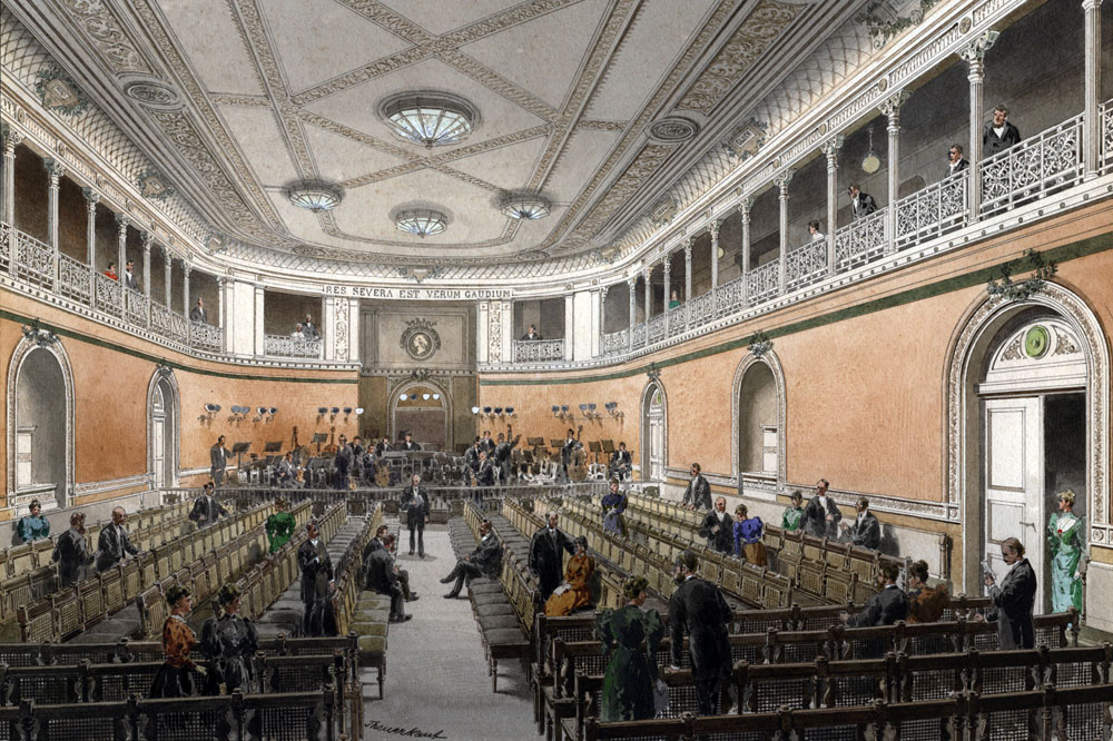 Blick in den Konzertsaal des Alten Gewandhauses, Gottlob Theuerkauf, 1884. Foto: Stadtgeschichtliches Museum Leipzig