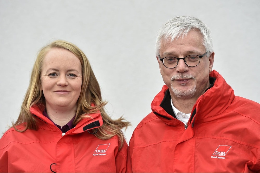 Das sächsische Führungsduo des DGB, Anne Neuendorf und Markus Schlimbach. Foto: DGB Sachsen