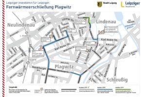 Die geplanten neuen Abschnitte im Fernwärmenetz. Grafik: Stadtwerke Leipzig