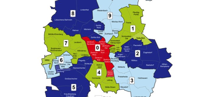 Wahlbezirkszuschnitt bei den Wahlen 2004, 2009 und 2014. Grafik: Stadt Leipzig, Amt für Statistik und Wahlen