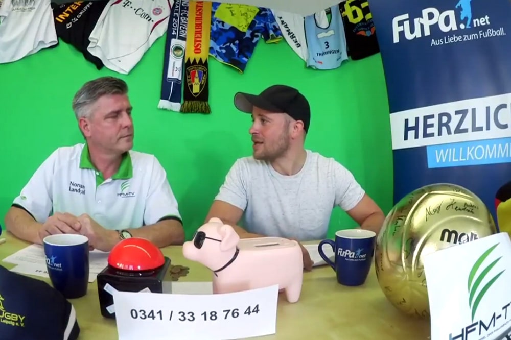 Norman Landgraf und Martin Hoch in der Livesendung vom 30. April 2018. Screen Heimspiel-TV-Video