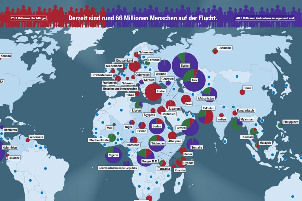 Weltkarte der Fluchtursachen (Ausschnitt). Screenshot: L-IZ