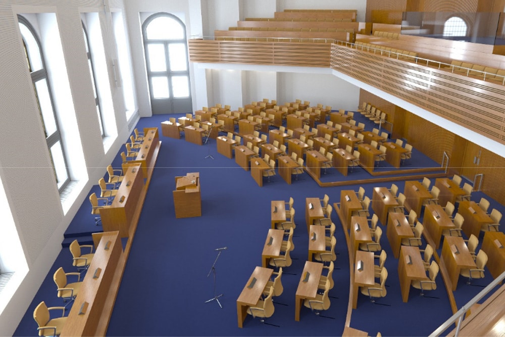 Die vorgeschlagene Variante III für den Sitzungssaal. Grafik: Stadt Leipzig