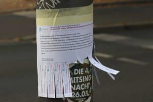 Abrisszettel für die Petition von Volker Holzendorf an der Jahnallee. Foto: L-IZ.de