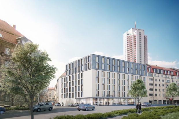2019 bezugsfertig: Das Hotel am Hauptbahnhof Leipzig. Foto: STRABAG Real Estate GmbH