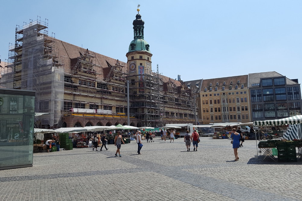 Aktuell zur Sanierung eingerüstet: das Alte Rathaus. Foto: Marko Hofmann