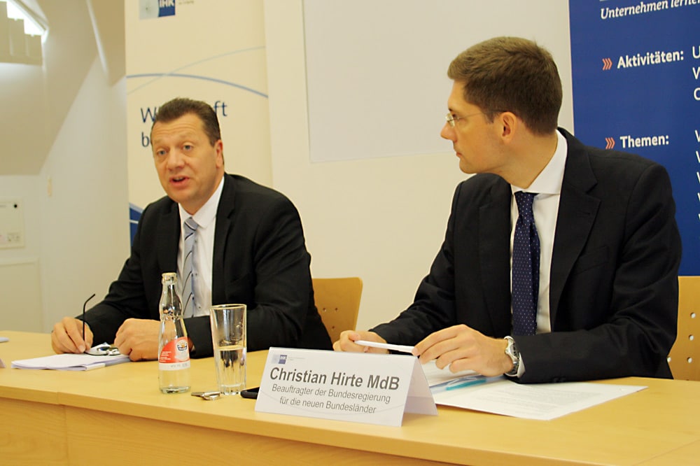 IHK-Präsident Christian Kirpal und Ostbeauftragter Christian Hirte. Foto: Ralf Julke