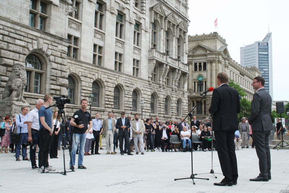 Einweihung des Rathausvorplatzes. Foto: Ralf Julke