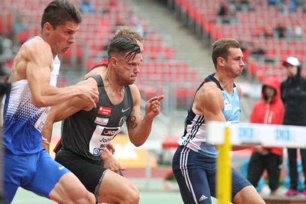 Alexander John (DHfK) im Vorlauf über 110 Meter Hürden. Foto: Jan Kaefer