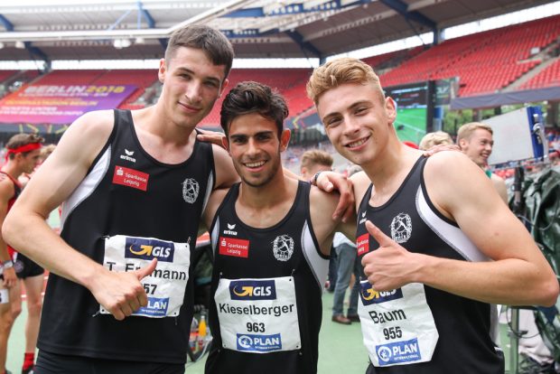 Die 3 x 1.000 Meter-Staffel des SC DHfK Leipzig I: Tim Erdmann, Conrad Kieselberger, Lenny Baum. Foto: Jan Kaefer