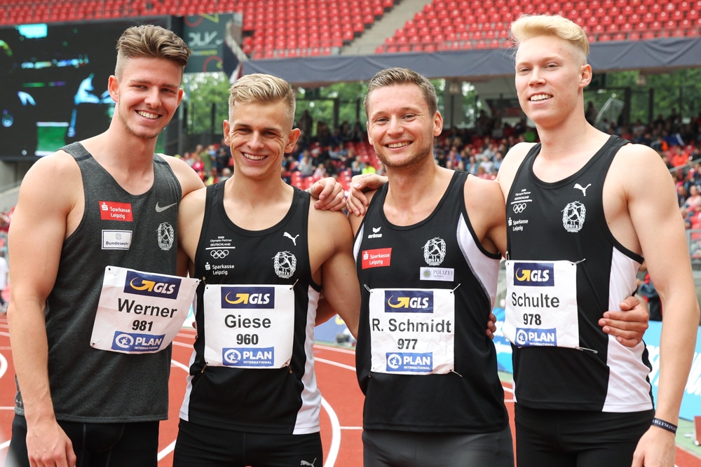 Die DHfK-Silber-Staffel mit Ole Werner, Niels Torben Giese, Roy Schmidt und Marvin Schulte. Foto: Jan Kaefer