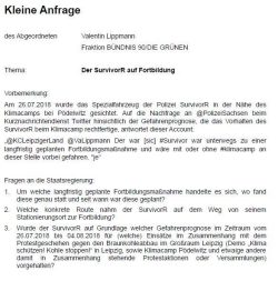 Ebenfalls mit einer kleinen Anfrage an die Landesregierung unterwegs: Valentin Lippmann (B90/Die Grünen). Screen Twitter