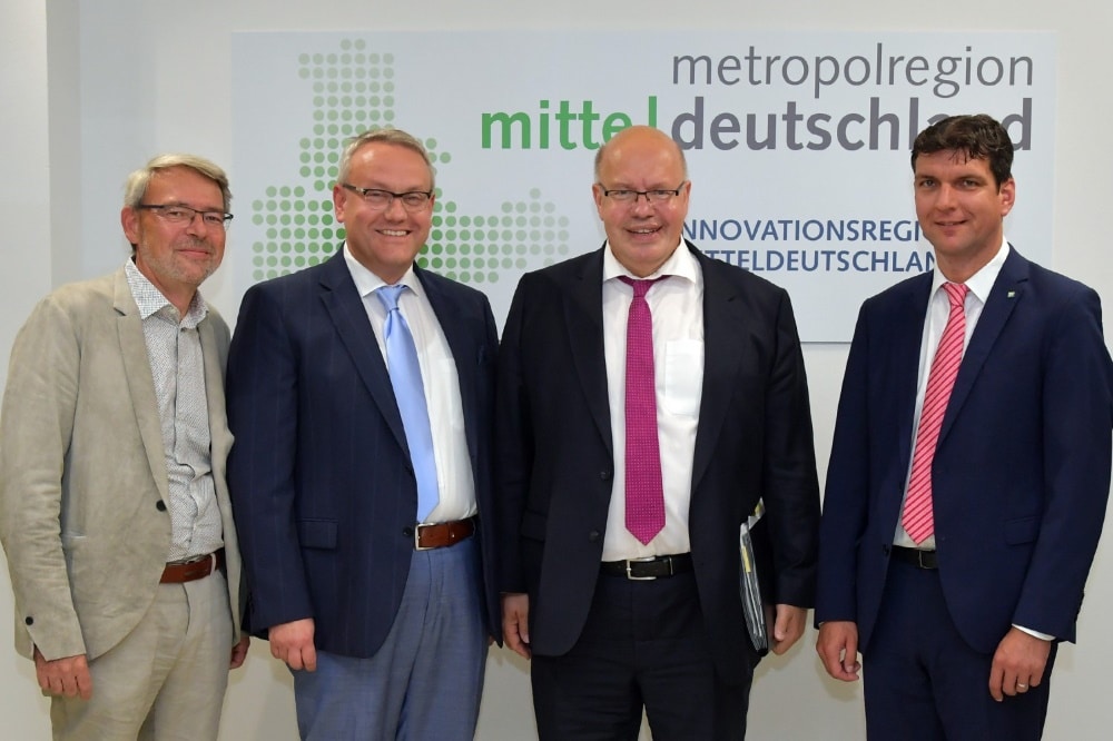 Projektleiter Werner Bohnenschäfer, Landrat Götz Ulrich, Bundesminister Peter Altmaier, Landrat Henry Graichen. Foto: Rainer Justen