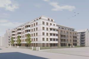 Visualisierung des UNITAS-Neubaus in der Salomonstraße 14-16a. Quelle: S&P Sahlmann GmbH Leipzig