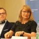 Petra Köpping (SPD) und Dr. Marcus Böick bei einer Debatte um die Wendezeit Anfang 2018 in Grimma. Foto: Michael Freitag