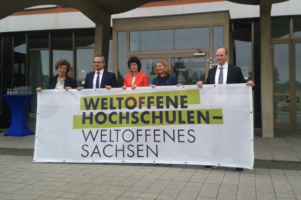 Banneraktion von Universität und HHL. Foto: René Loch