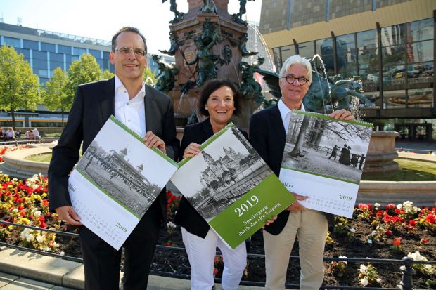 Vorstellung des neuen Leipzig-Kalenders: Volker Bremer, Marit Schulz und Volker Rodekamp. Foto: LTM, Andreas Schmidt