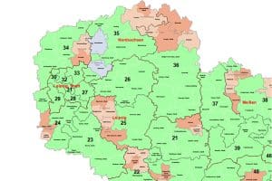 Wahlkreiseinteilung zur Landtagswahl 2019. Karte: Freistaat Sachsen, Landesamt für Statistik