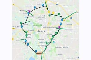 So könnte der S-Bahn-Ring um Leipzig aussehen. Grafik: AK-Stadtentwicklung & Umwelt der SPD Leipzig