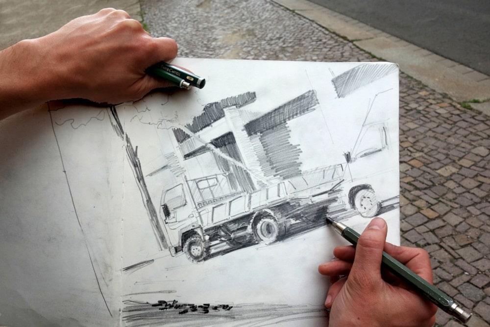 Zeichnen im urbanen Raum. Foto: Johan Schaefer