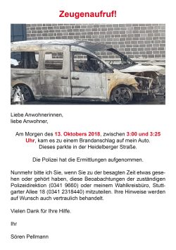 Sören Pellmann bittet um Hinweise an die Polizei. Screen twitter.com/LINKEPELLI