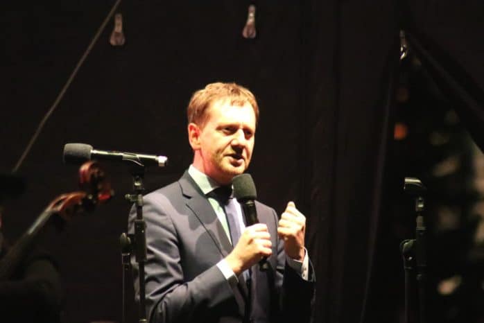 Michael Kretschmar auf der Bühne in Leipzig. Foto: L-IZ.de