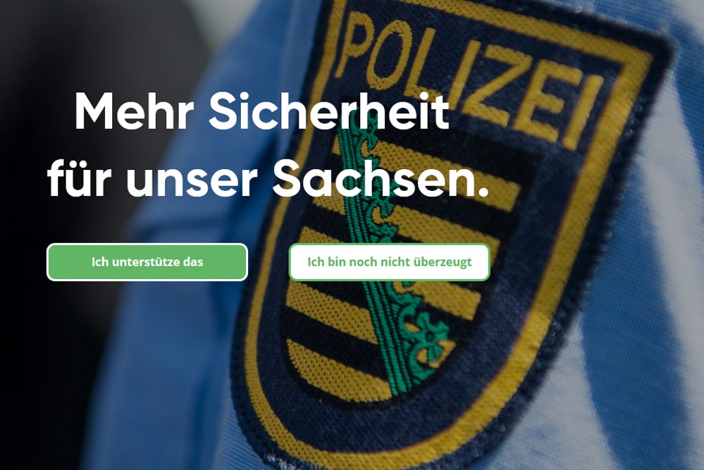 Die Kampagnen-Homepage der CDU zu Polizeigesetz. Screenshot: L-IZ