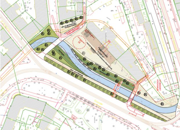 Vorzugsvariante der Stadt zum Neubau des Pleißemühlgrabens am Goerdelerring. Karte: Stadt Leipzig
