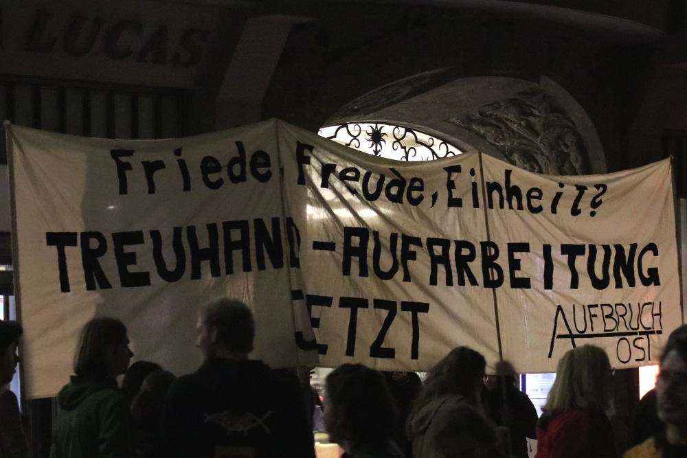 Protest beim Lichtfest. Foto: Michael Freitag