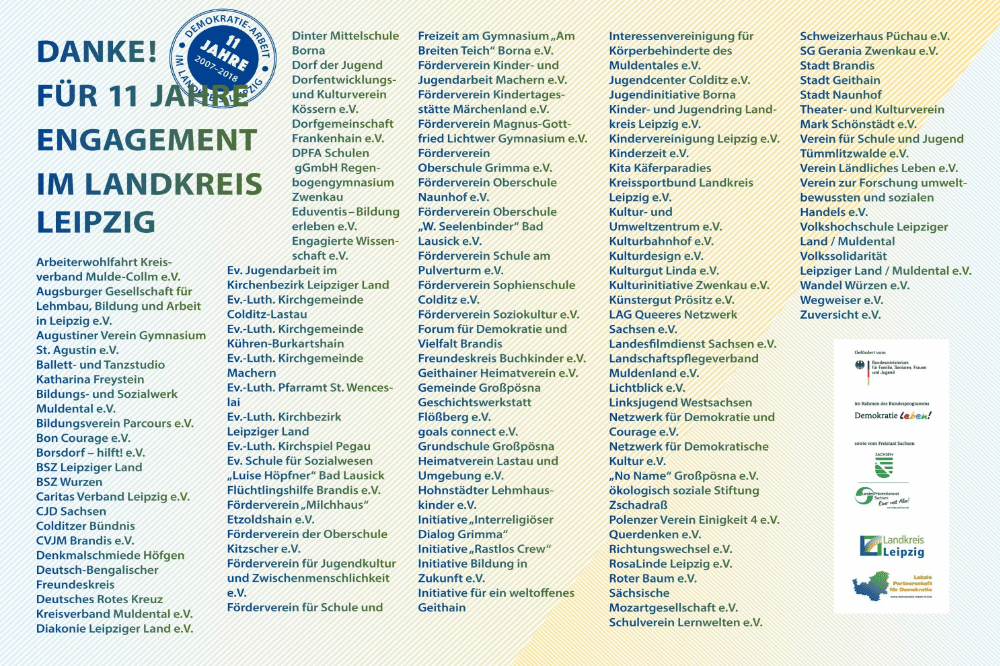 Danke für 11 Jahre Engagement im Landkreis Leipzig. Quelle: Landkreis Leipzig