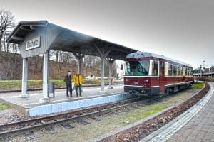 Der neue Triebwagen im Bahnhof Oschatz. Foto: Landratsamt Nordsachsen