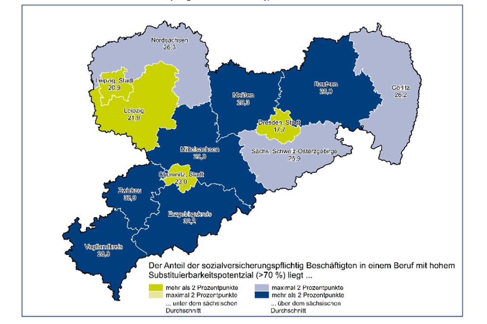 Substituierungspotenzial der sächsischen Kreise. Grafik: IAB