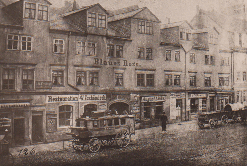 Hermann Walter, Gasthof Blaues Ross am Königsplattz, Leipzig, 1870. Quelle: Andreas J. Mueller