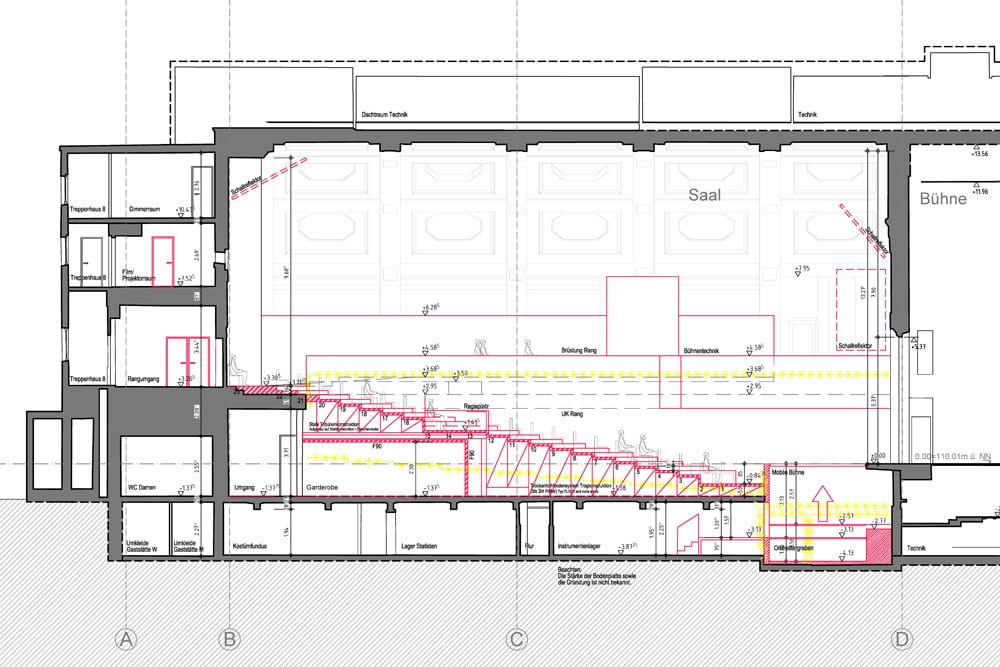 Der geplante Umbau im Saal der Musikalischen Komödie. Grafik: pbs architekten