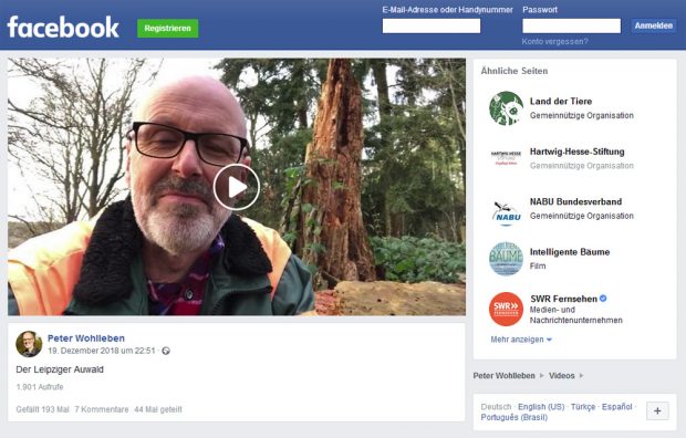 Peter Wohllebens Wortmeldung zum Leipziger Auenwald. Screenshot: L-IZ