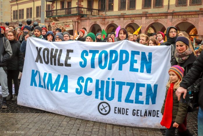 Die Demonstration von Ende Gelände am 2. Februar in Leipzig. Foto: Marco Arenas