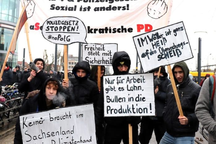 Radikale Kritik am 26. Januar 2019 in Dresden. Foto: Marco Arenas