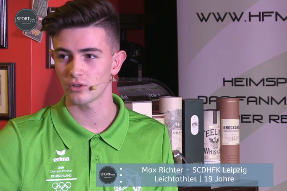 Max Richter (SC DHfK) zu Gast in der Sportpunkt-Sendung. Screenshot: Sportpunkt