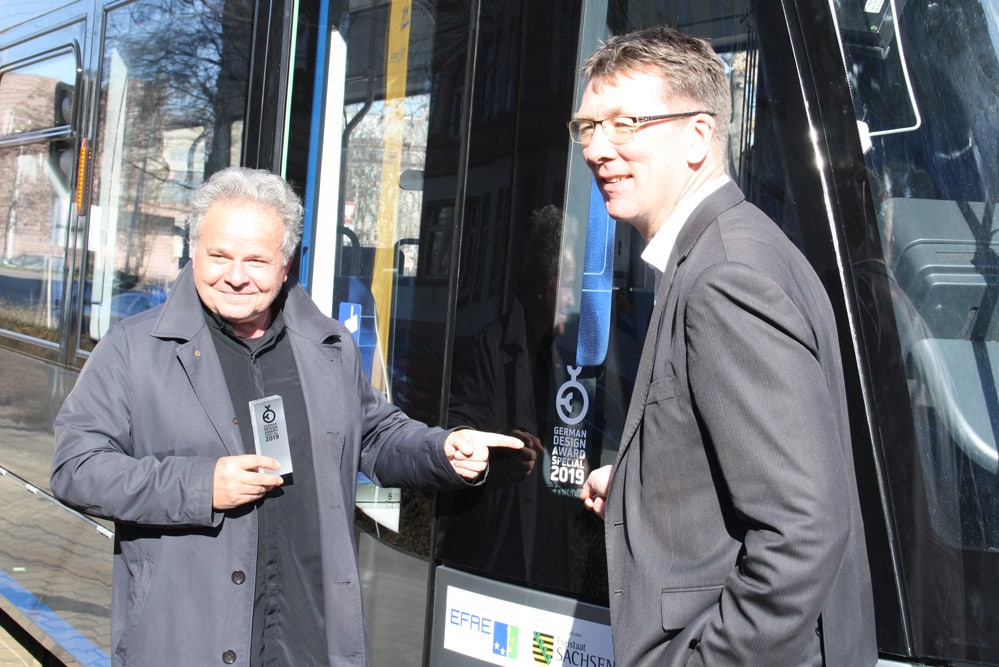 Designer Jochen Dittrich und LVB-Geschäftsführer Ulf Middelberg. Foto: Ralf Julke