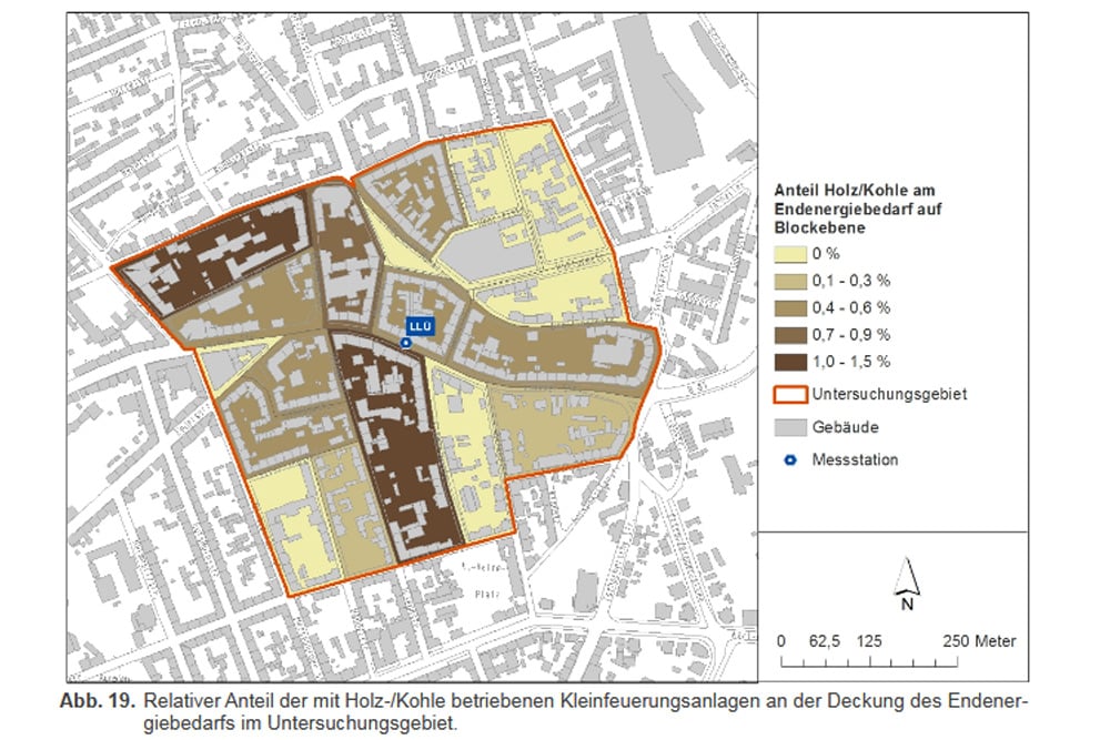 Das Untersuchungsgebiet zu Kleinfeuerungsanlagen in Lindenau. Grafik: Stadt Leipzig, Luftreinhalteplan 2018