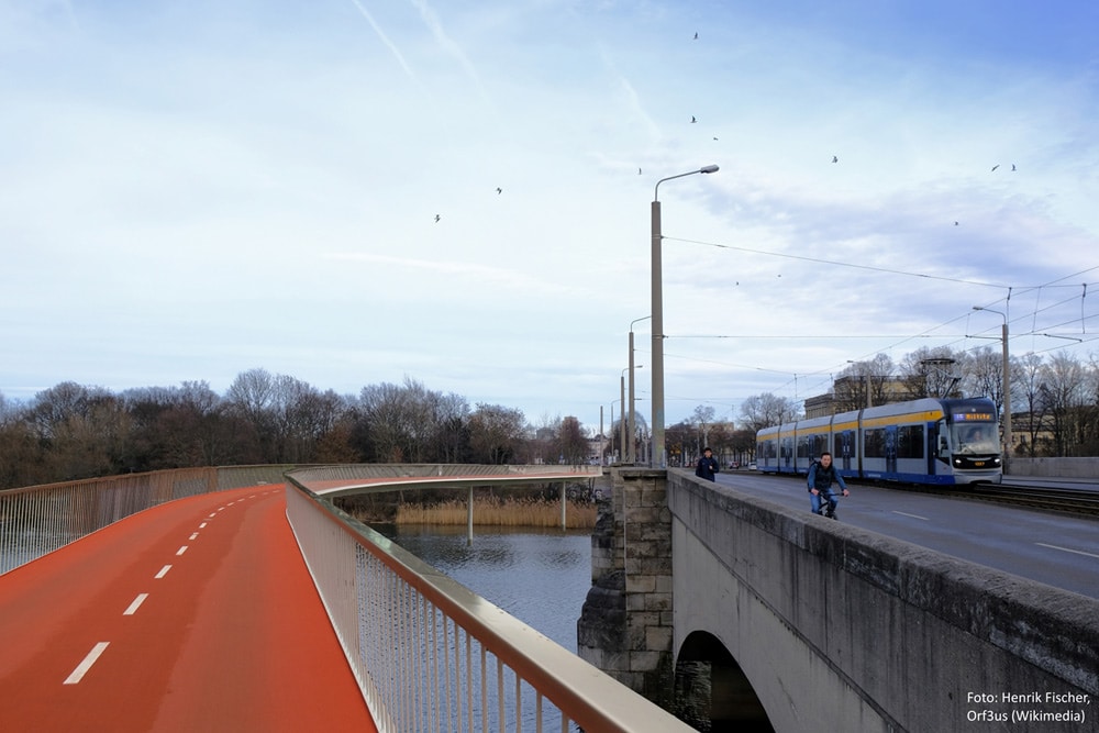 SPD-Vorschlag aus dem Frühjahr 2019: eine Radbrücke parallel zur Jahnallee. Foto: Henrik Fischer, Orf3us Wikimedia