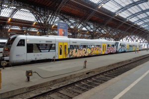 Triebzug MRB bei der Einfahrt in den Hauptbahnhof Leipzig. Quelle: Bundespolizeiinspektion Leipzig