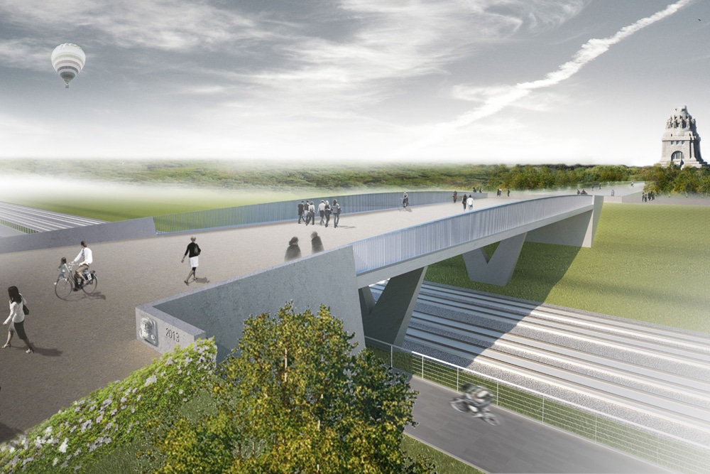 Die neue Brücke zum Wilhelm-Külz-Park. Visualisierung: DNR Daab Nordheim Reutler Architekten
