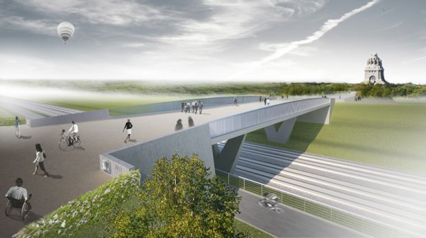 Die neue Brücke zum Wilhelm-Külz-Park. Visualisierung: DNR Daab Nordheim Reutler Architekten