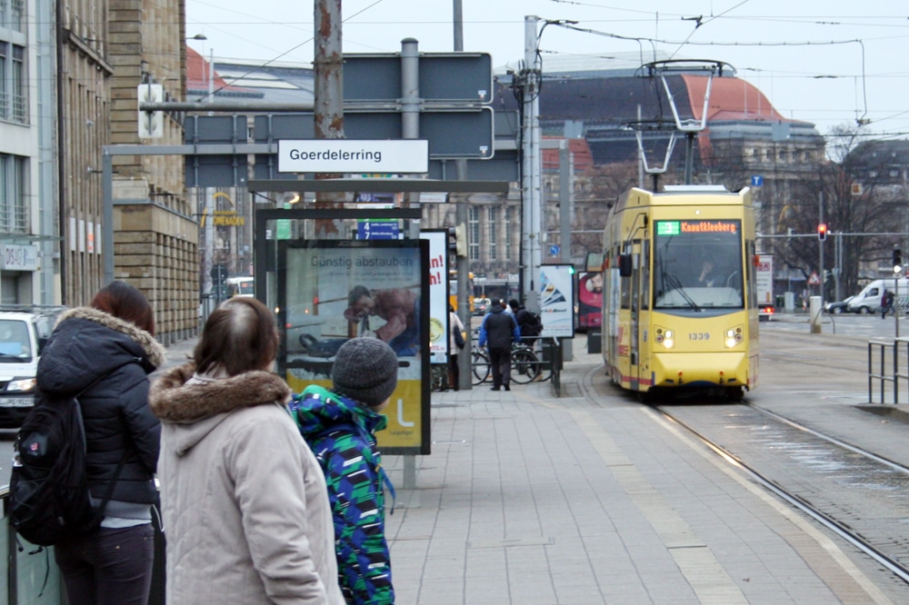 Haltestelle Goerdelerring mit Blick zum Überweg Löhrstraße. Foto: Ralf Julke